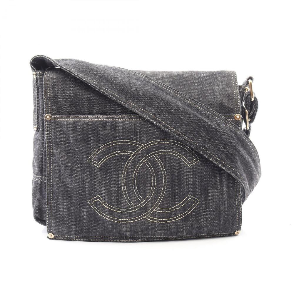 Chanel Sparkling Denim Shoulder Bag Navy Blue